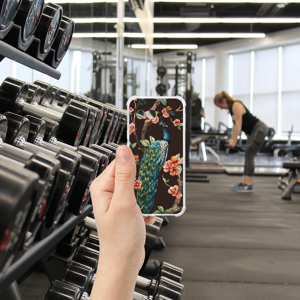 Google Pixel 8A Case Anti-shock Pauw met Bloemen telefoonhoesje gym interieur
