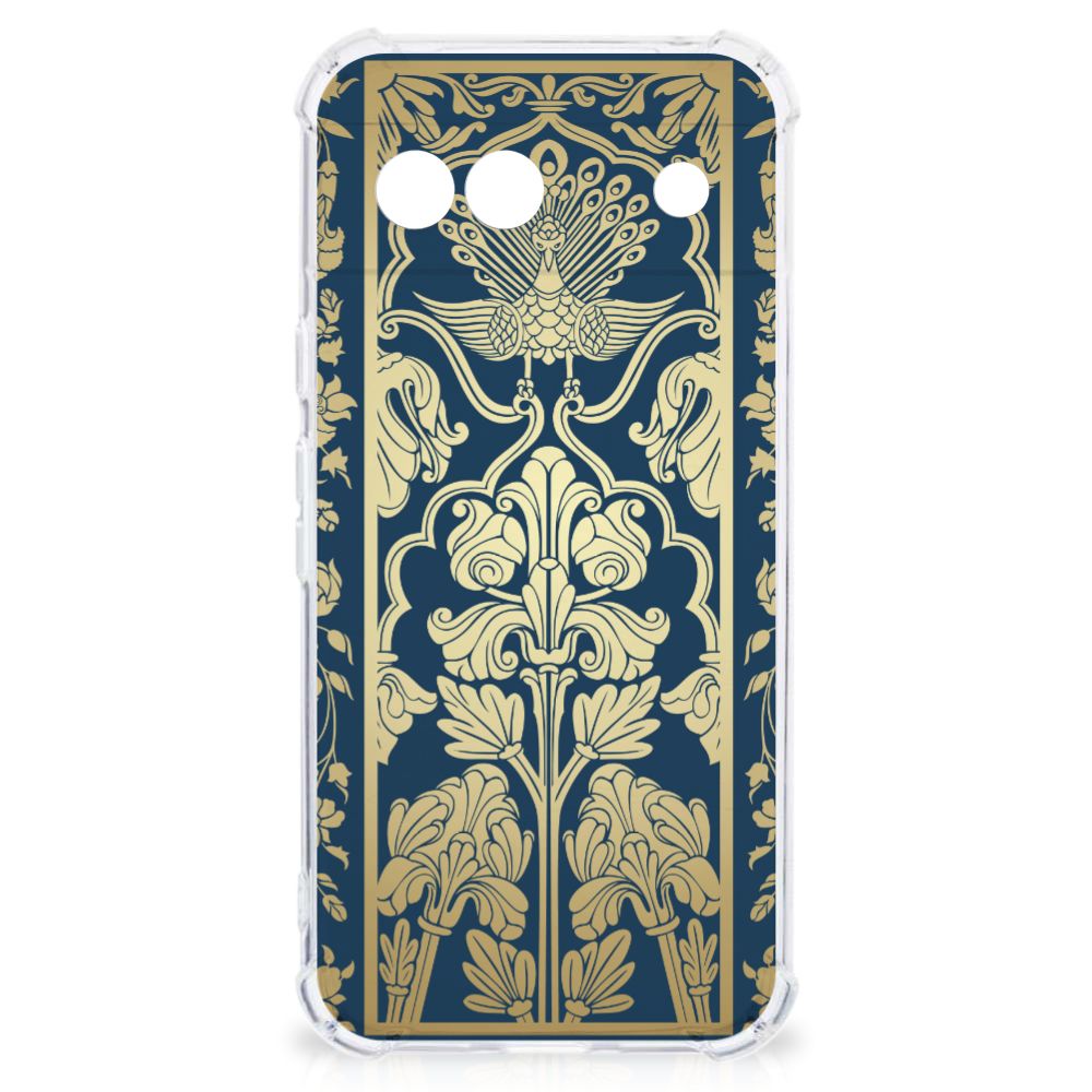 Google Pixel 8A Case Beige Flowers achterkant peacock bloemen ontwerp