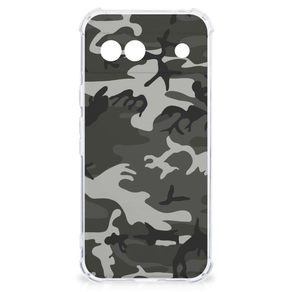 Google Pixel 8A Doorzichtige Silicone Hoesje Army Light camouflage design achterkant
