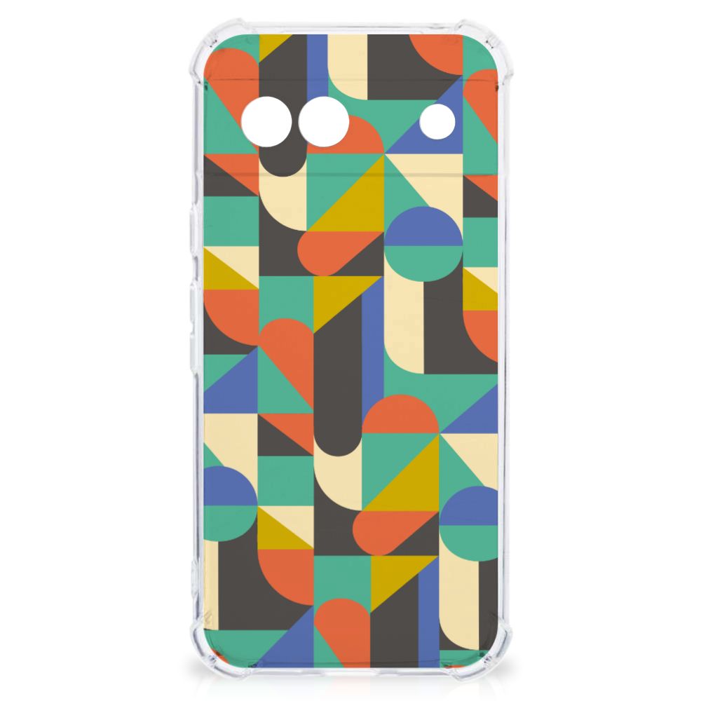 Google Pixel 8A Doorzichtige Silicone Hoesje Funky Retro achterkant design