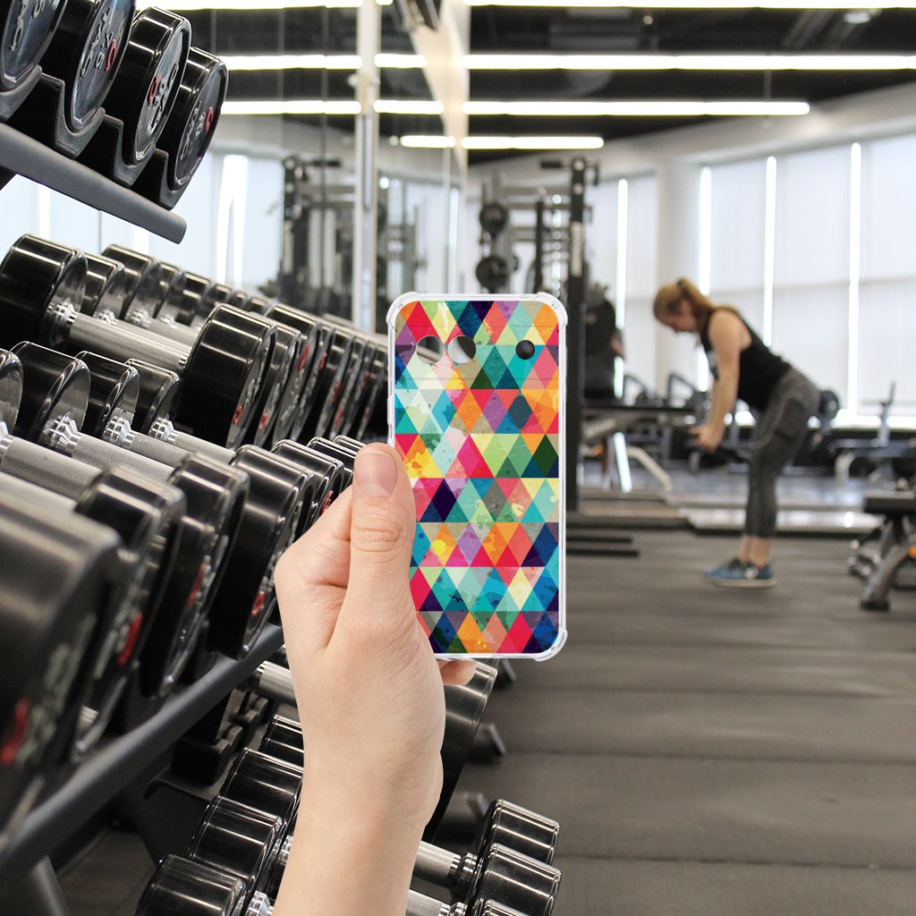 Google Pixel 8A Doorzichtige Silicone Hoesje Geruit hand geometrisch ontwerp sportschool