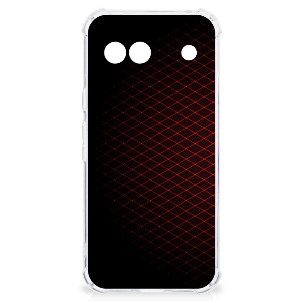 Google Pixel 8A Doorzichtige Silicone Hoesje Geruit Rood achterkant design geruit