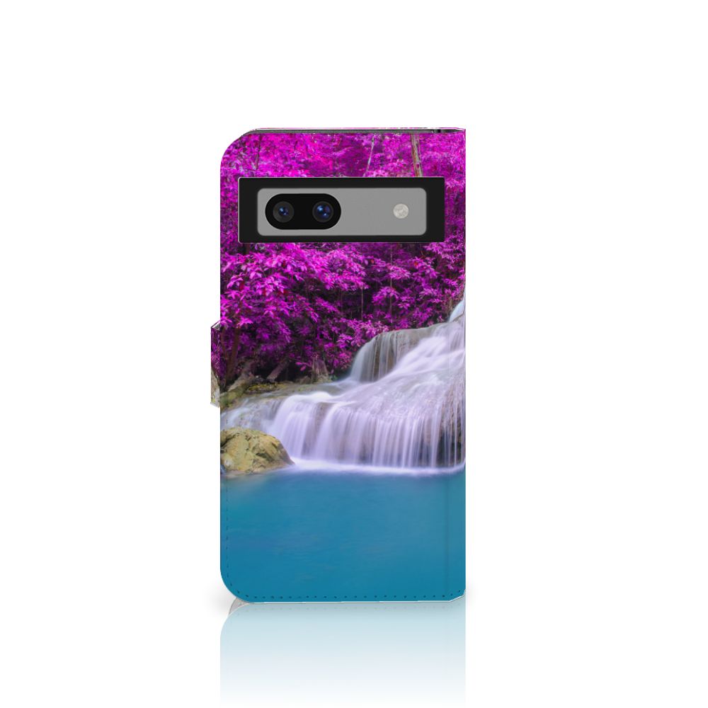 Google Pixel 8A Flip Cover Waterval waterval paarse bomen design voorkant