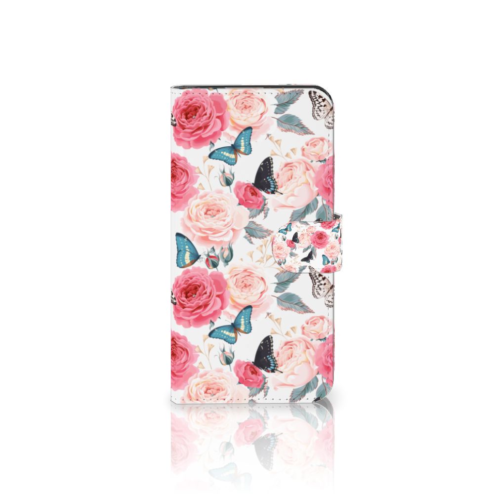 Google Pixel 8A Hoesje Butterfly Roses boekhoesje romantische vlinders rozen aanzicht