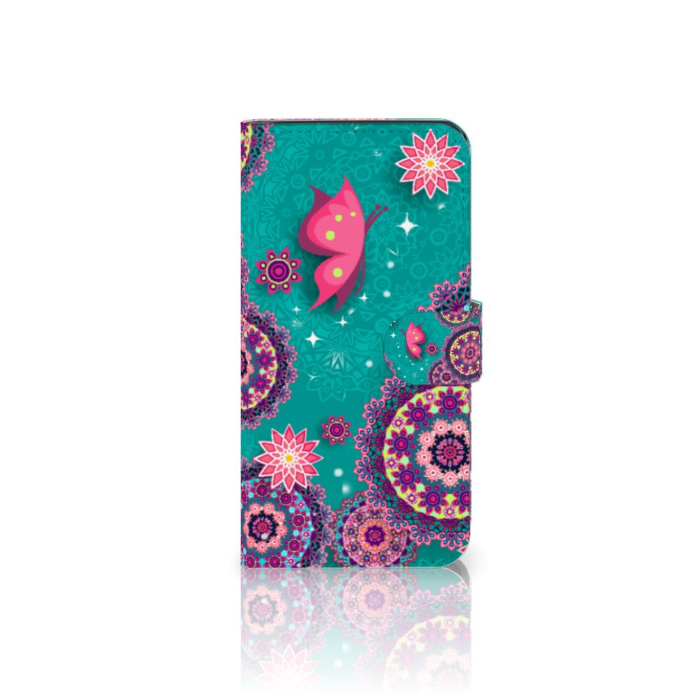 Google Pixel 8A Hoesje Cirkels en Vlinders bookstyle case design Cirkels Vlinders aanzicht