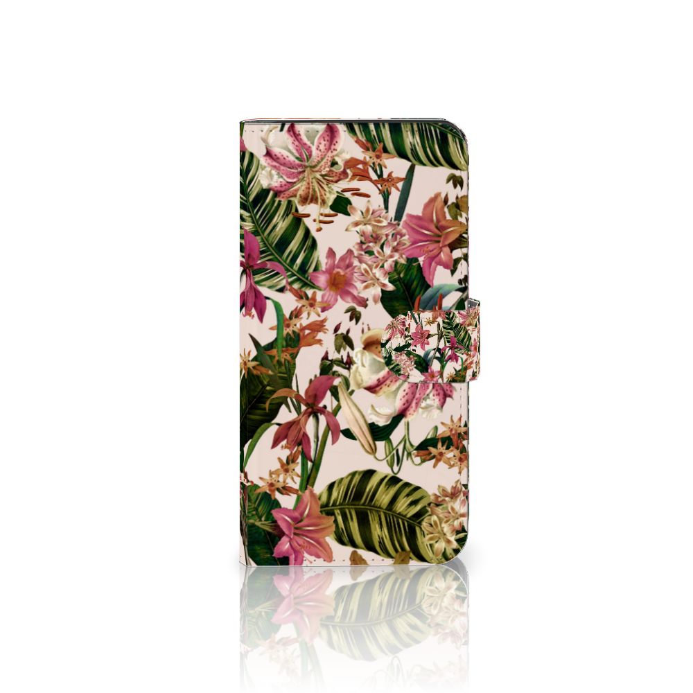 Google Pixel 8A Hoesje Flowers hoesje bloemen groen paars design voorkant