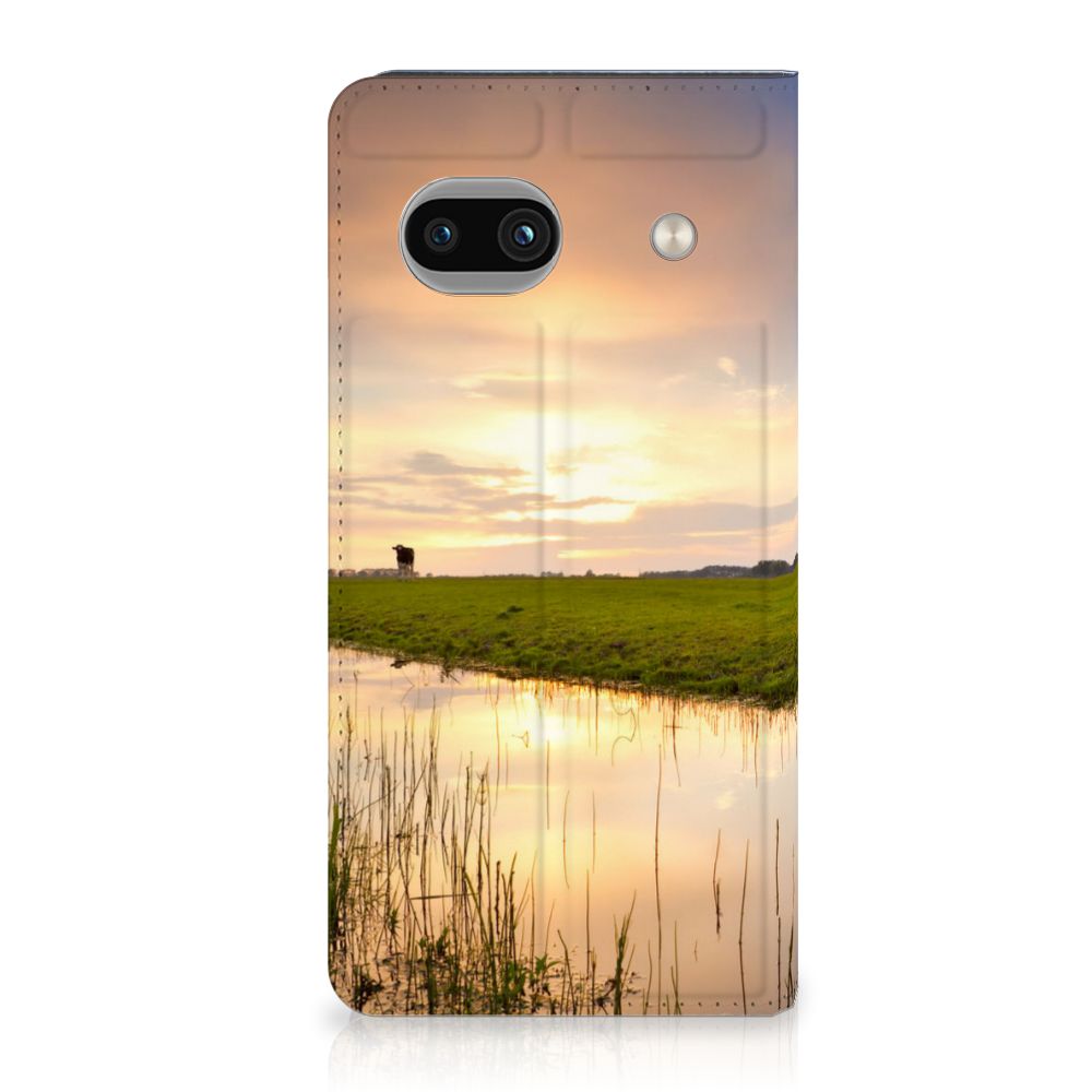 Google Pixel 8A Hoesje maken Koe hoesje koe ondergang zon natuur