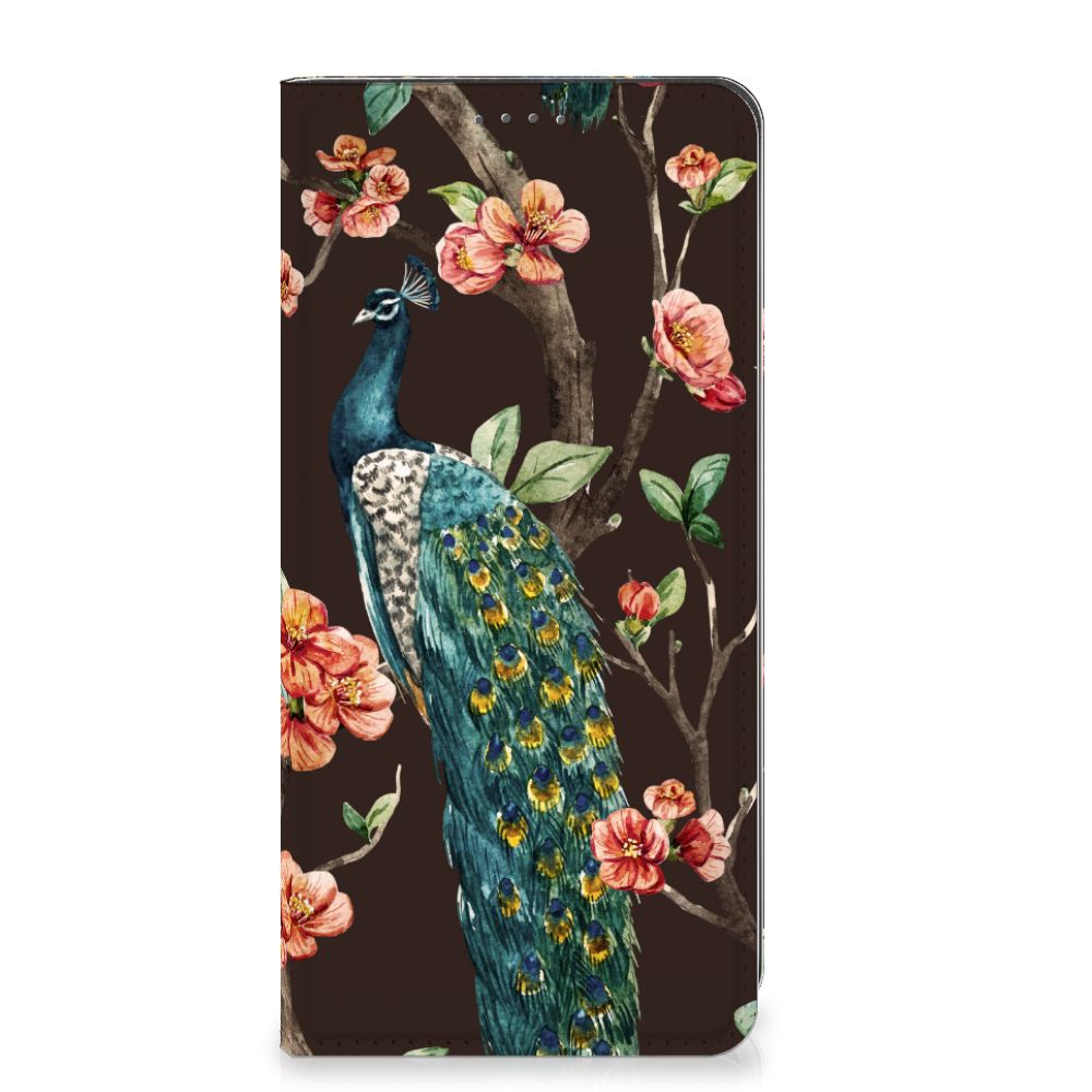 Google Pixel 8A Hoesje maken Pauw met Bloemen stand case pauw bloemen aanzicht