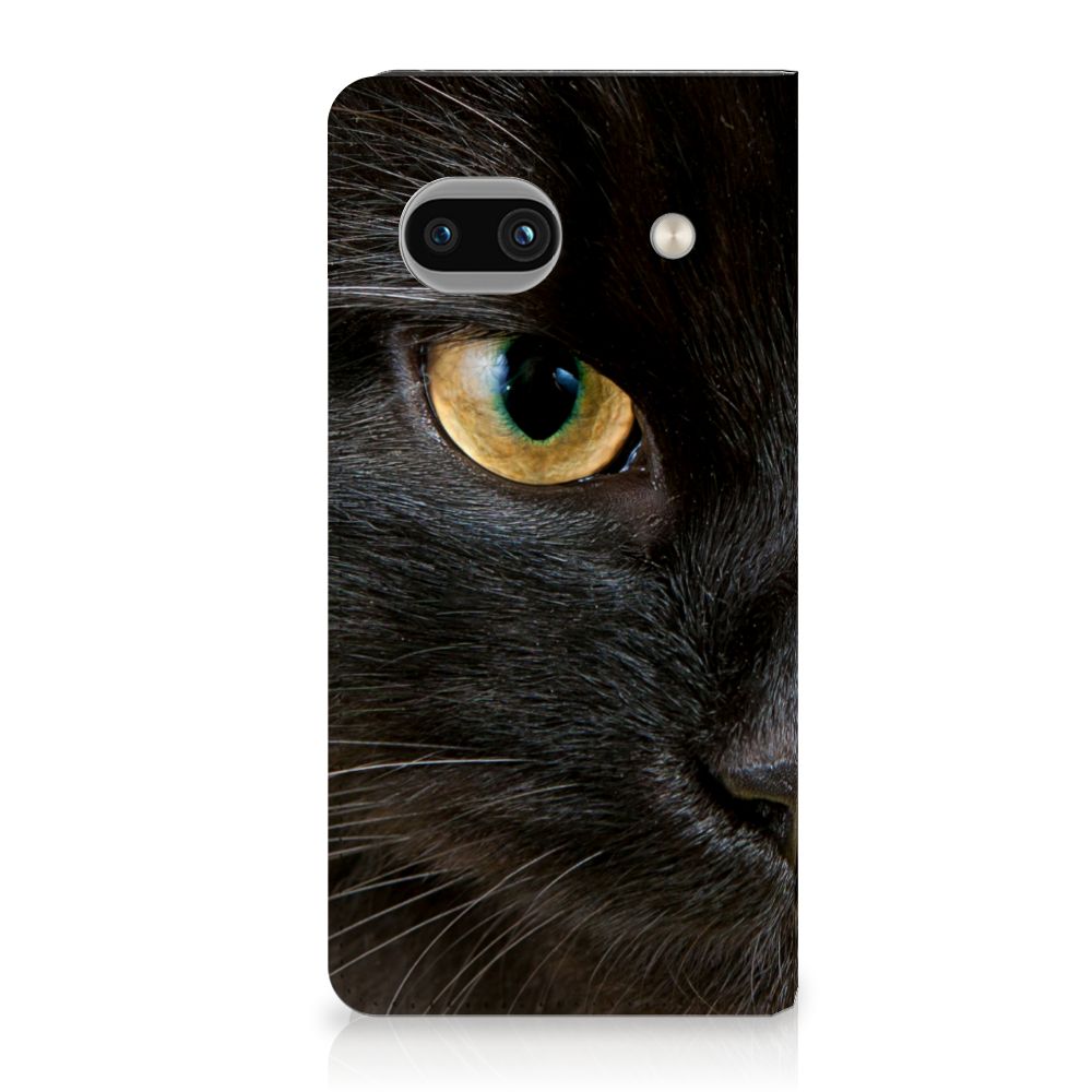 Google Pixel 8A Hoesje maken Zwarte Kat design zwarte kat aanzicht