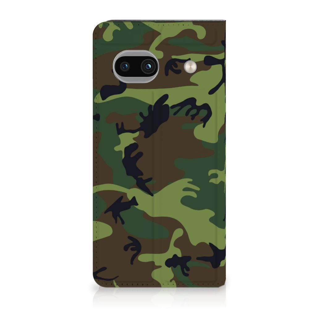 Google Pixel 8A Hoesje met Magneet Army Dark camouflage design aanzicht