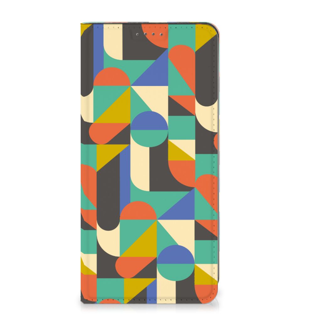 Google Pixel 8A Hoesje met Magneet Funky Retro design funky retro aanzicht