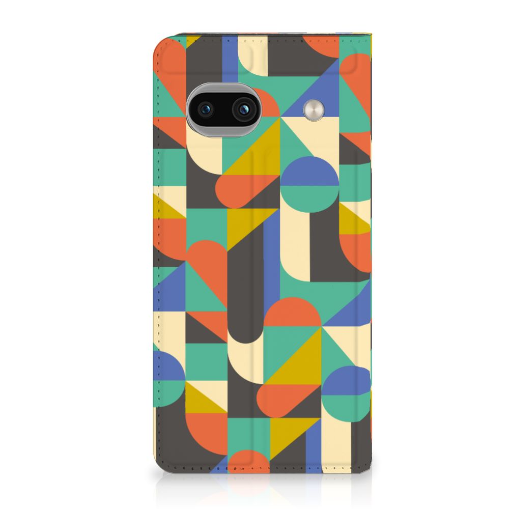 Google Pixel 8A Hoesje met Magneet Funky Retro hoesje funky retro ontwerp aanzicht