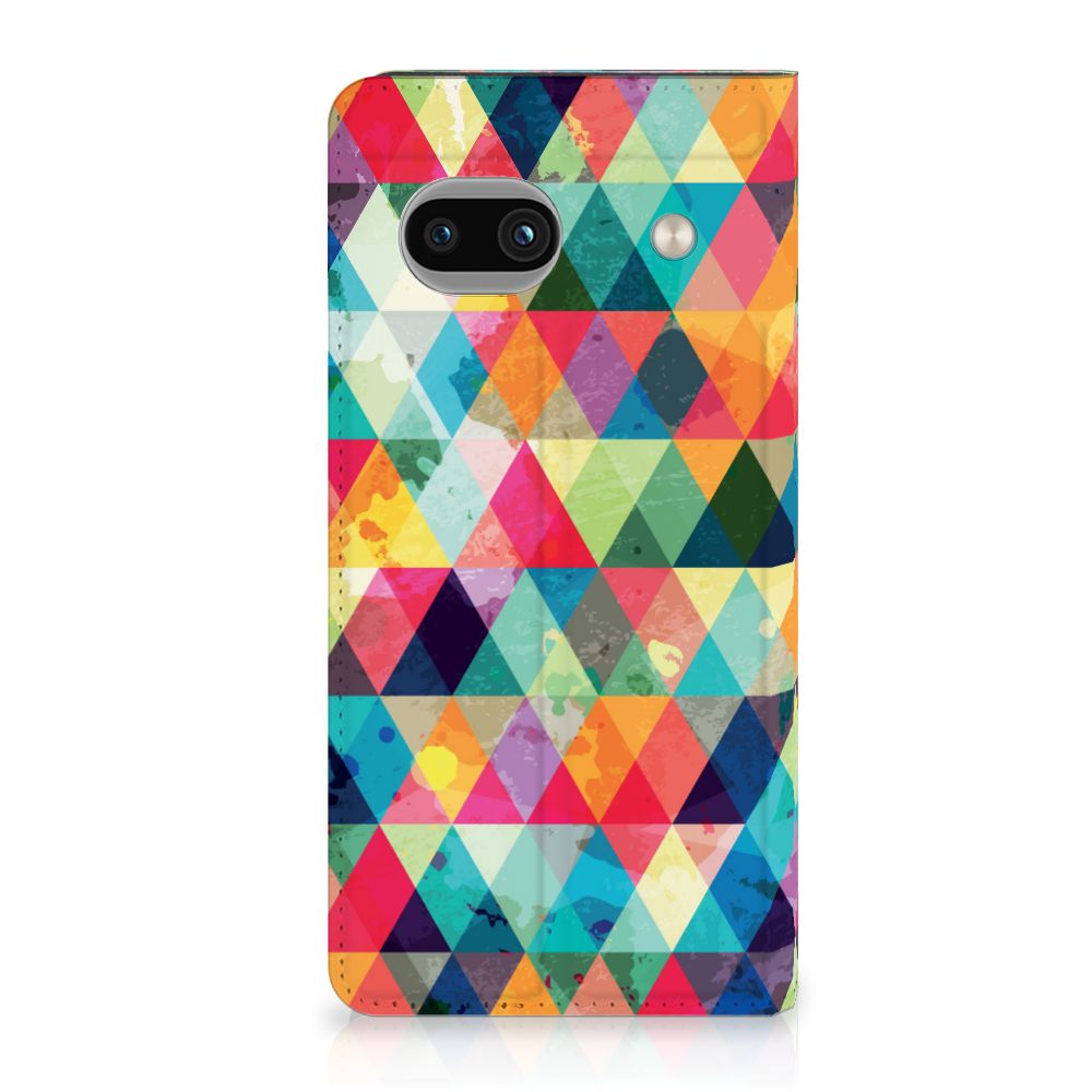 Google Pixel 8A Hoesje met Magneet Geruit design kleurrijk aanzicht