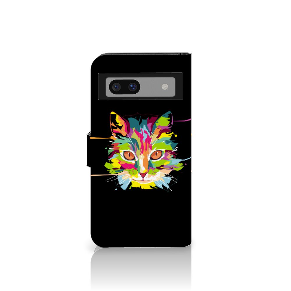 Google Pixel 8A Leuk Hoesje Cat Color kat kleurrijk ontwerp achterkant