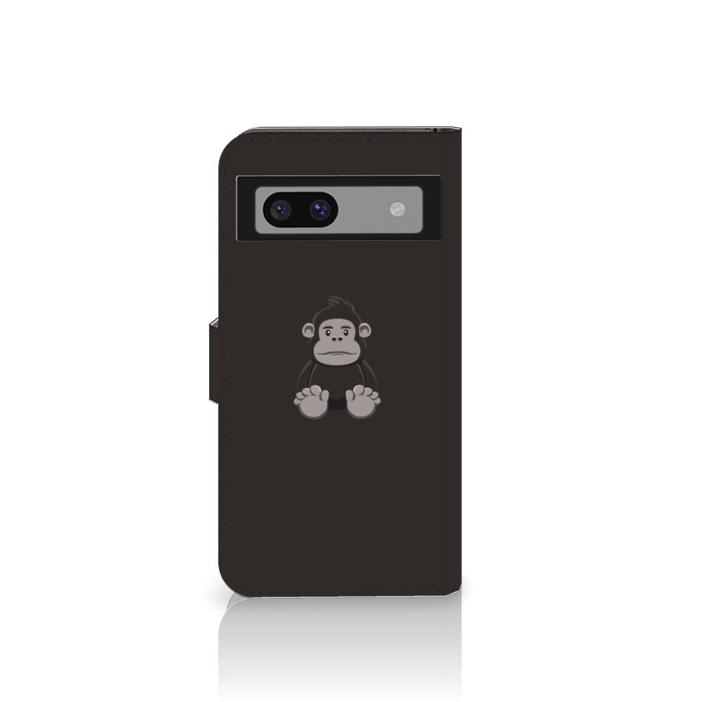 Google Pixel 8A Leuk Hoesje Gorilla flipcase gorilla schattig aanzicht