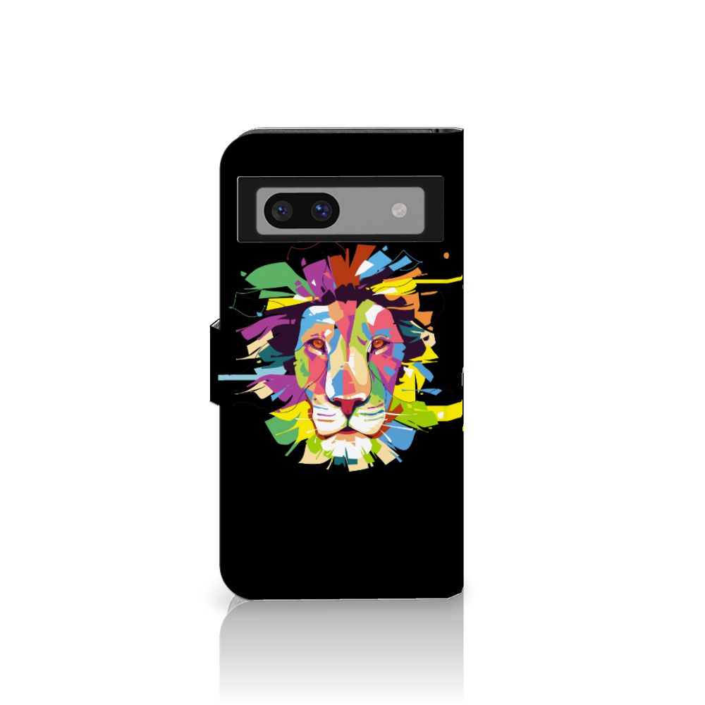 Google Pixel 8A Leuk Hoesje Lion Color telefoonhoesje lion kleurrijk design aanzicht