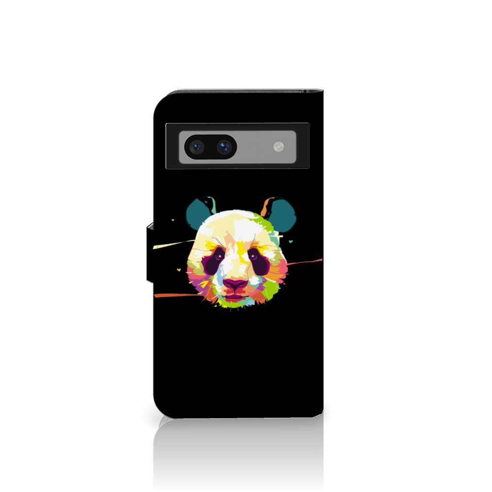 Google Pixel 8A Leuk Hoesje Panda Color hoesje panda gezicht kleurrijk aanzicht