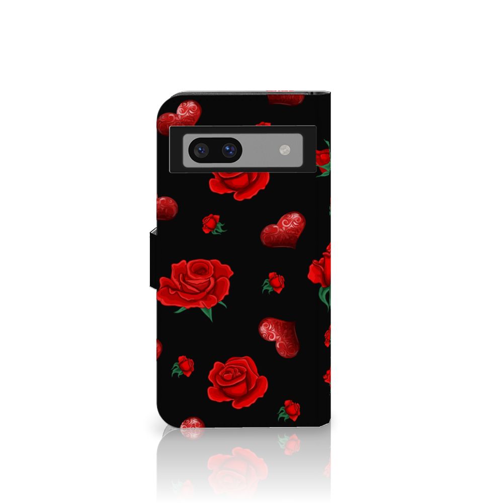 Google Pixel 8A Leuk Hoesje Valentine bookcase rose design front