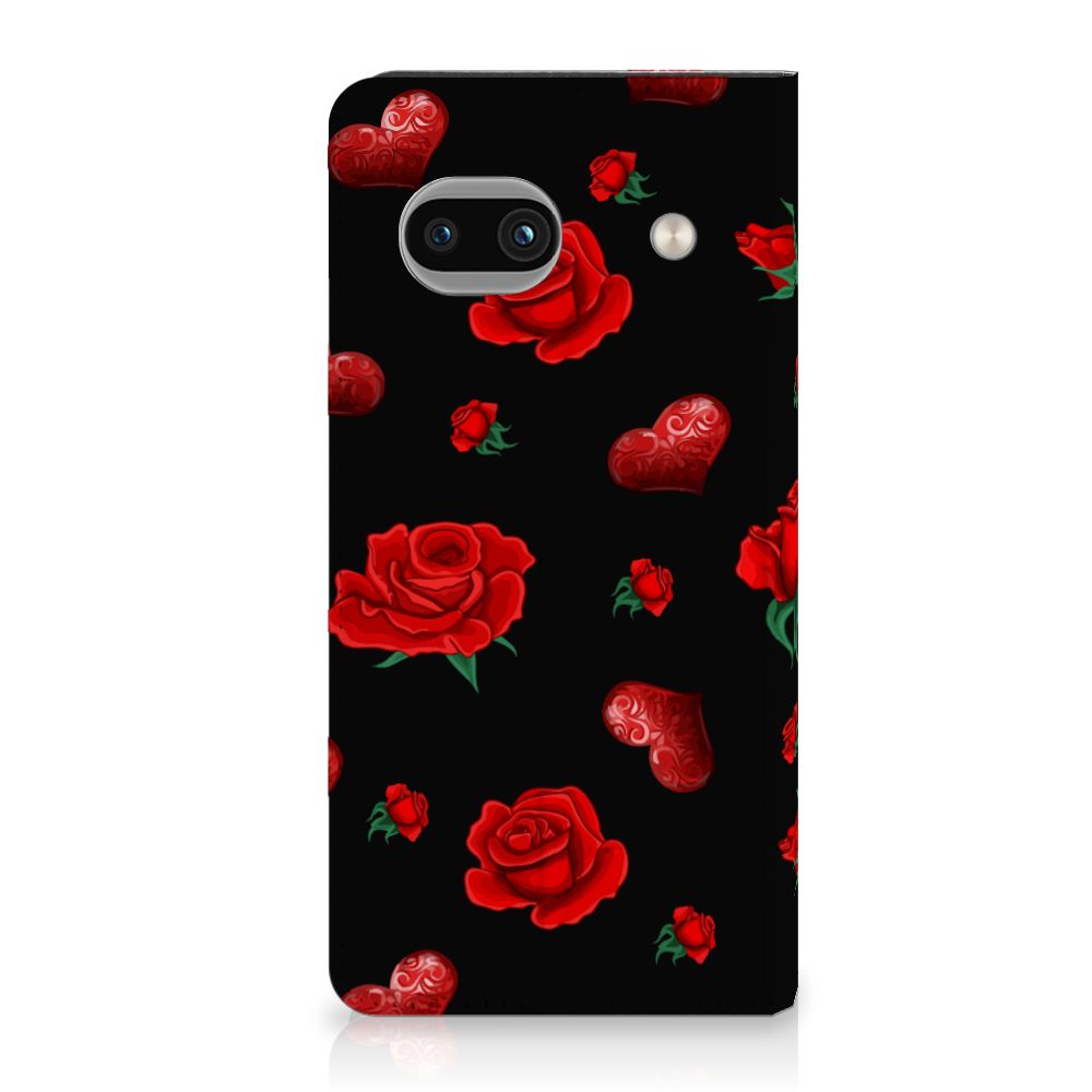 Google Pixel 8A Magnet Case Valentine telefoonhoesje bloemen design achterzijde