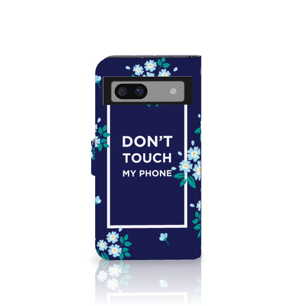 Google Pixel 8A Portemonnee Hoesje Flowers Blue DTMP voorkant