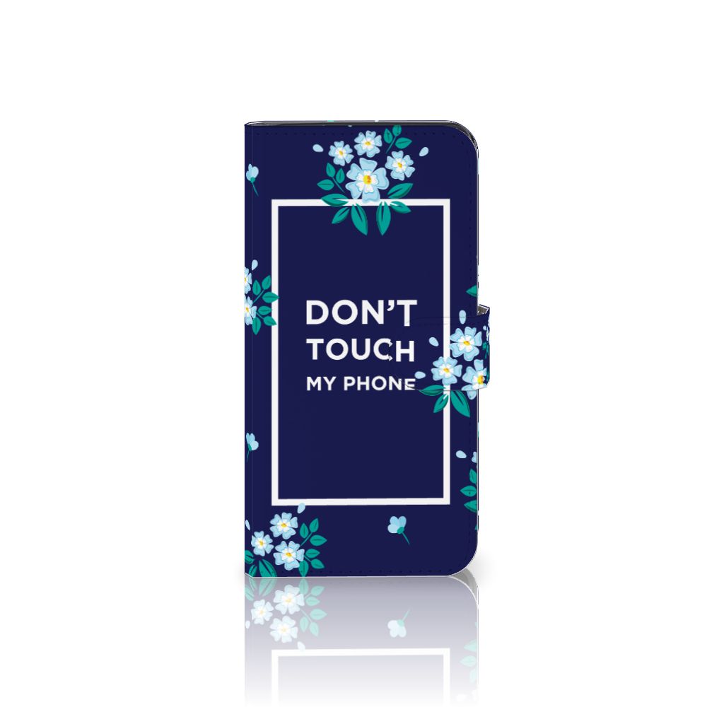 Google Pixel 8A Portemonnee Hoesje Flowers Blue DTMP bloemen design voorkant