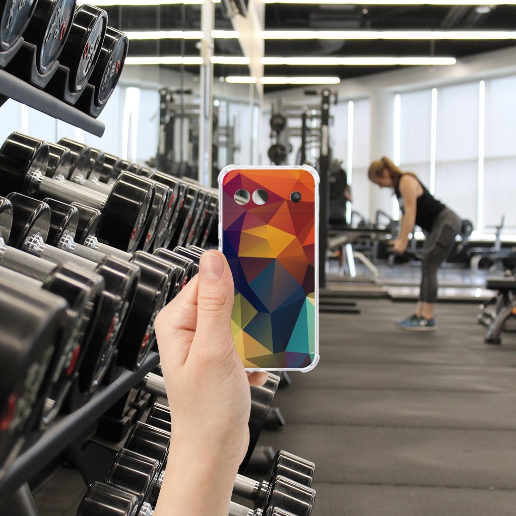 Google Pixel 8A Shockproof Case Polygon Color telefoonhoesje met polygon design hand in sportschool