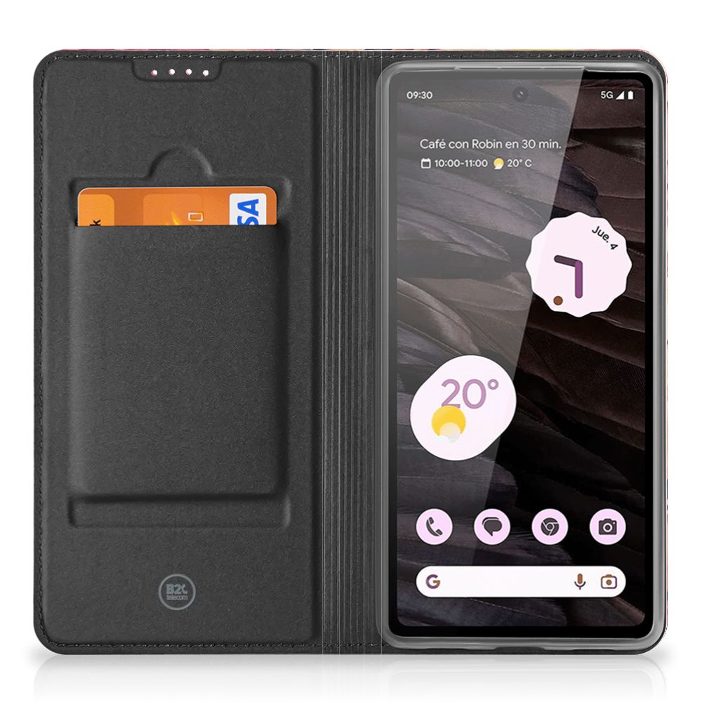 Google Pixel 8A Smart Cover Bosje Bloemen hoesje binnenzijde tegen zwart