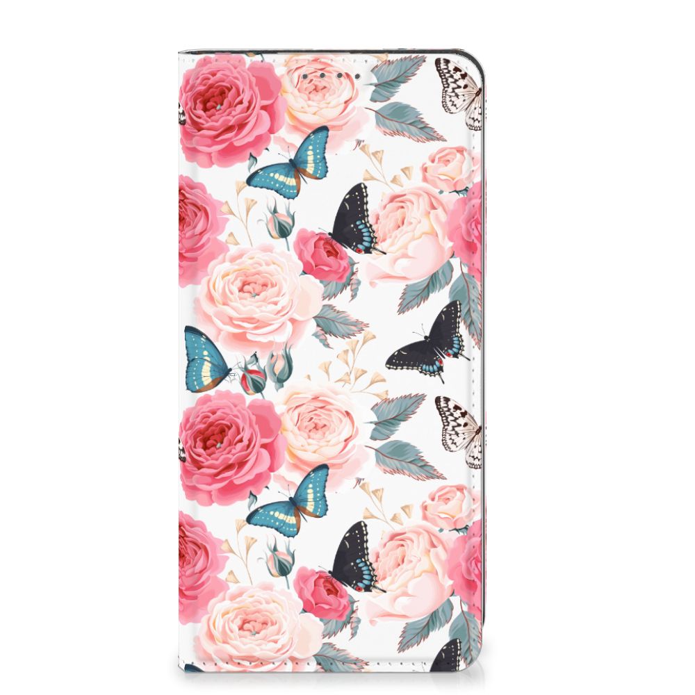Google Pixel 8A Smart Cover Butterfly Roses voorkant design bloemen vlinders