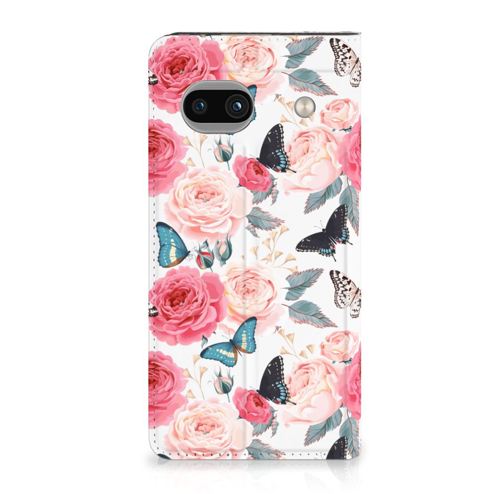 Google Pixel 8A Smart Cover Butterfly Roses voorkant