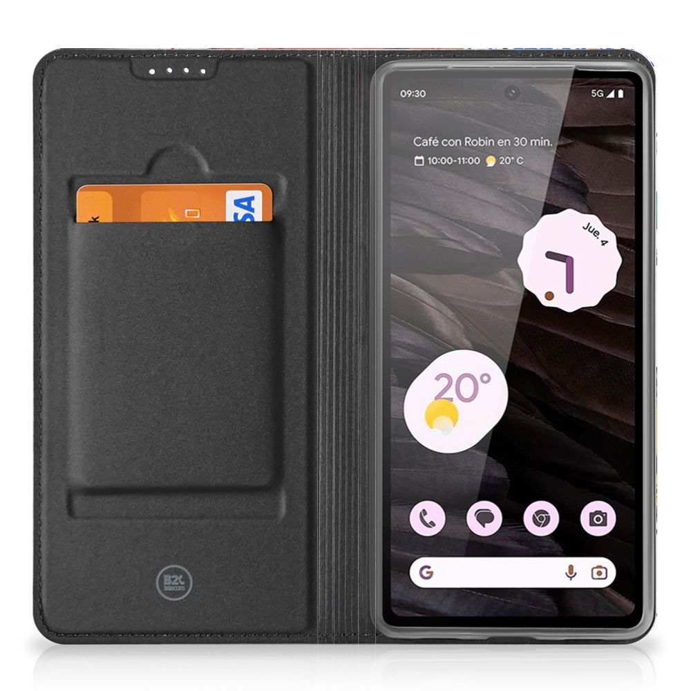 Google Pixel 8A Stand Case Kentekenplaten vooraanzicht open met pasjeshouder