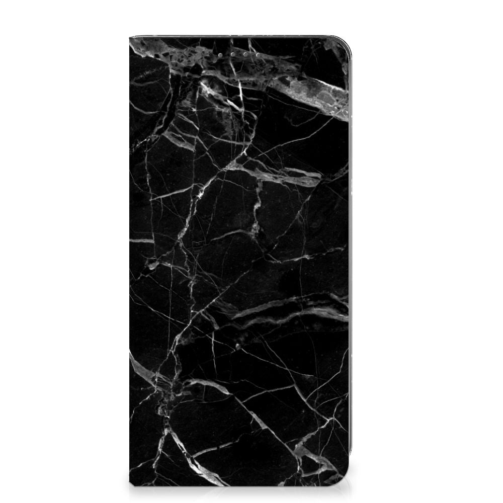 Google Pixel 8A Standcase Marmer Zwart Origineel Cadeau Vader design zwart marmer voorkant