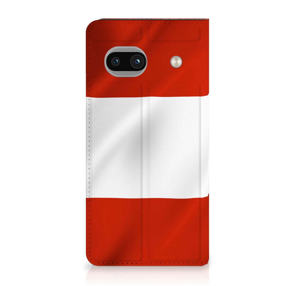 Google Pixel 8A Standcase Oostenrijk vlag rood wit ontwerp vooraanzicht