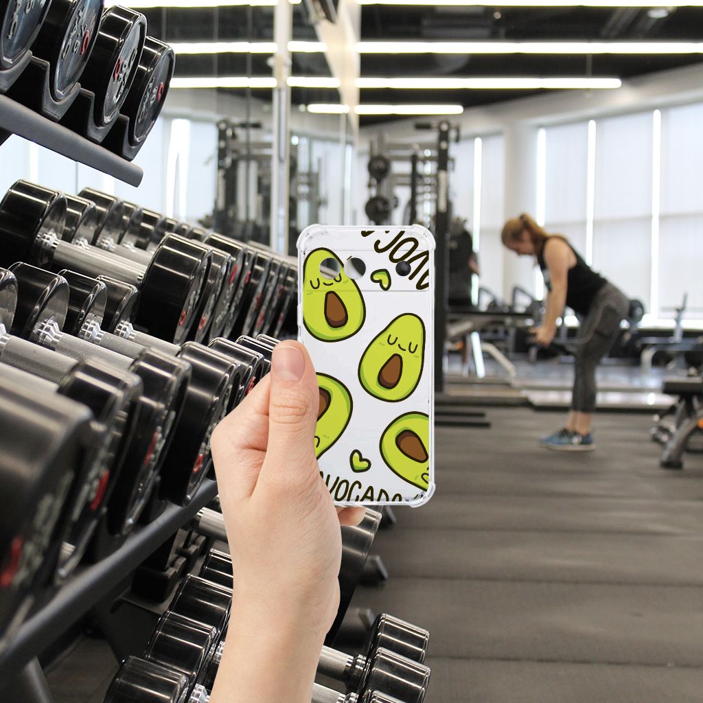 Google Pixel 8A Stevig Bumper Hoesje Avocado Singing voorkant gym