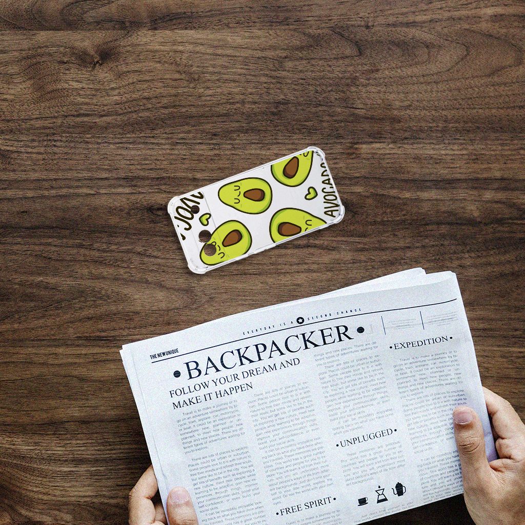 Google Pixel 8A Stevig Bumper Hoesje Avocado Singing bovenaanzicht