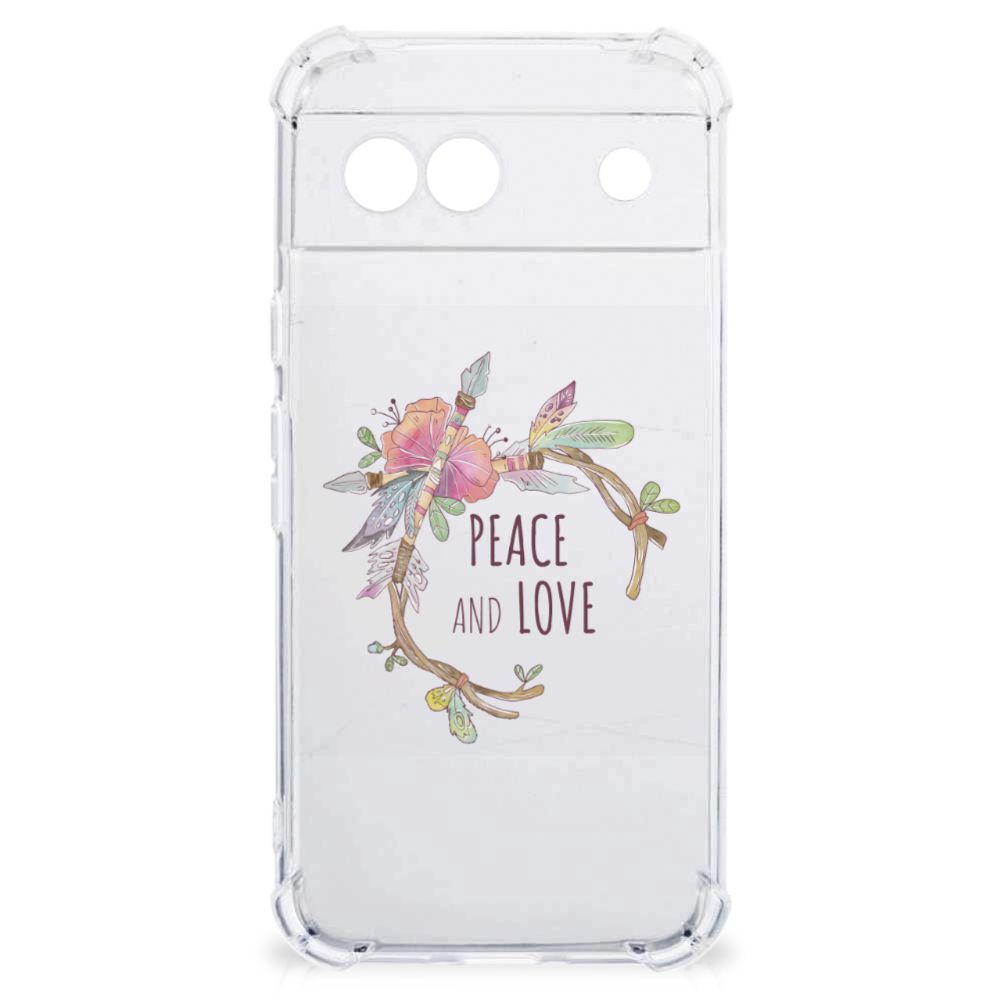 Google Pixel 8A Stevig Bumper Hoesje Boho Text achterzijde design bloemen