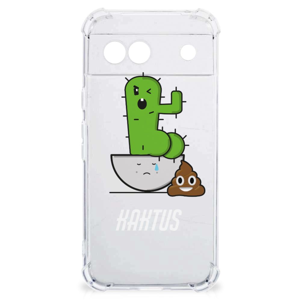 Google Pixel 8A Stevig Bumper Hoesje Cactus Poo ontwerp aanzicht