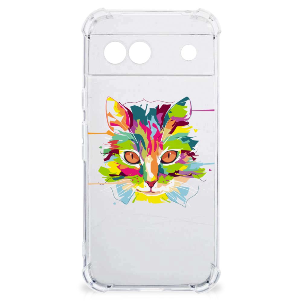 Google Pixel 8A Stevig Bumper Hoesje Cat Color achterkant