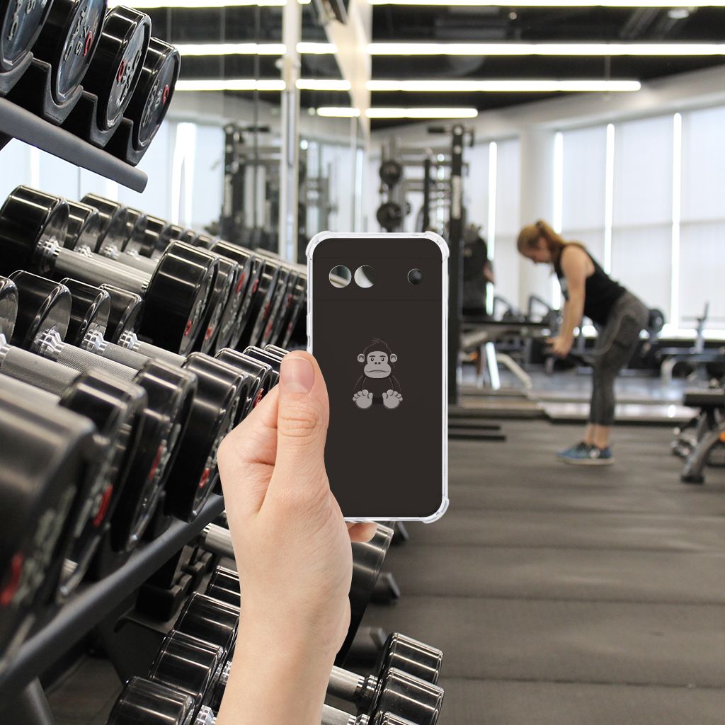 Google Pixel 8A Stevig Bumper Hoesje Gorilla hand fitnessruimte dumbbells