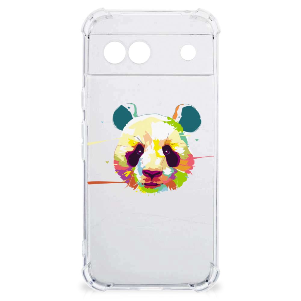 Google Pixel 8A Stevig Bumper Hoesje Panda Color voorkant ontwerp