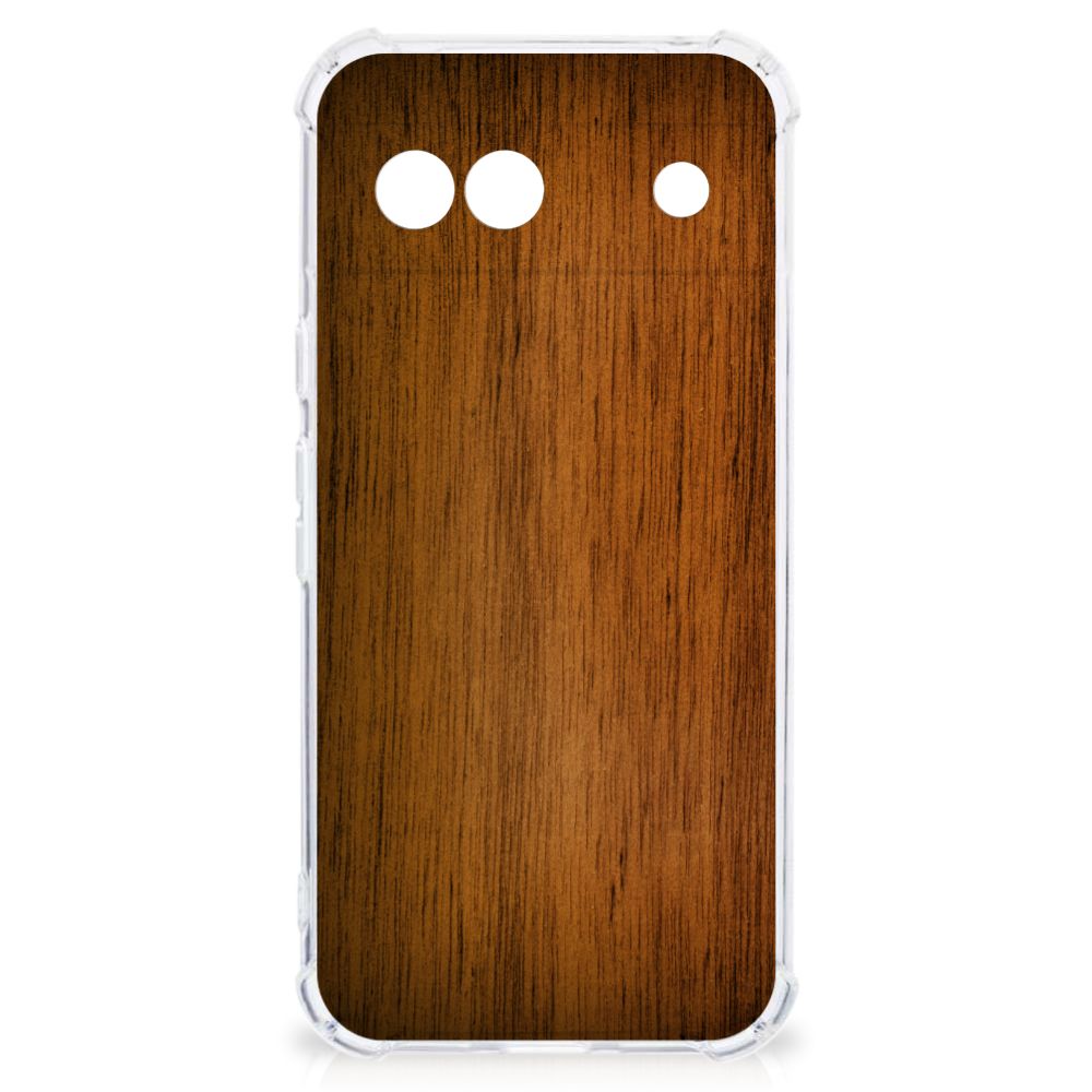 Google Pixel 8A Stevig Telefoonhoesje Donker Hout achterkant donker hout design