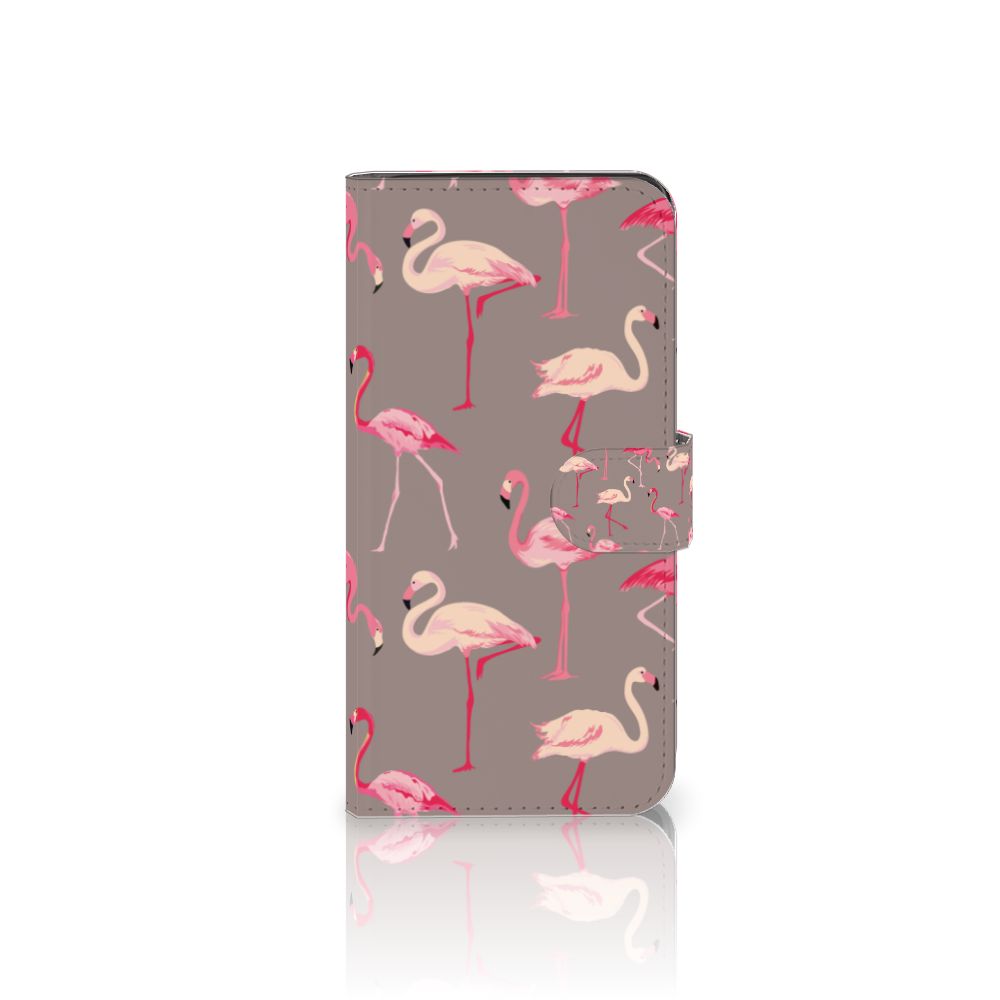 Google Pixel 8A Telefoonhoesje met Pasjes Flamingo hoesje flamingo design voorkant