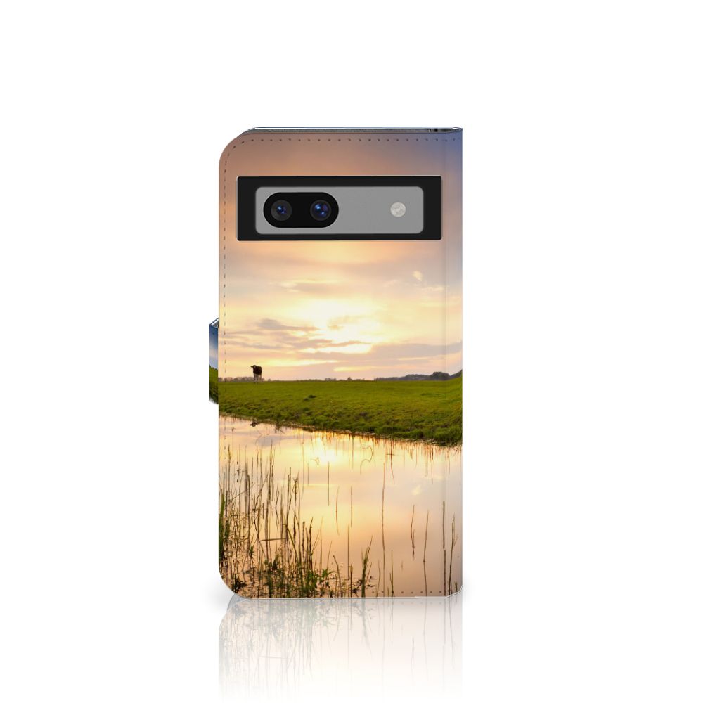 Google Pixel 8A Telefoonhoesje met Pasjes Koe telefoonhoesje koeien design vooraanzicht
