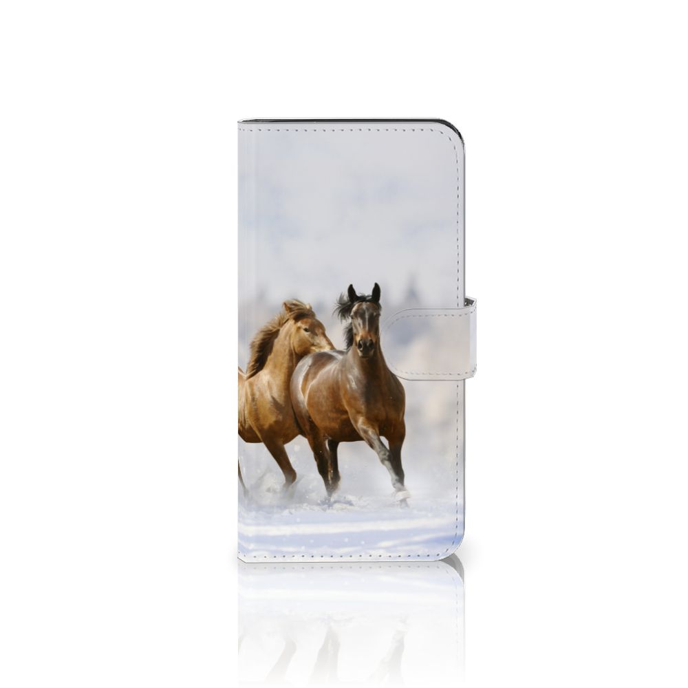 Google Pixel 8A Telefoonhoesje met Pasjes Paarden telefoonhoesje paarden aanzicht