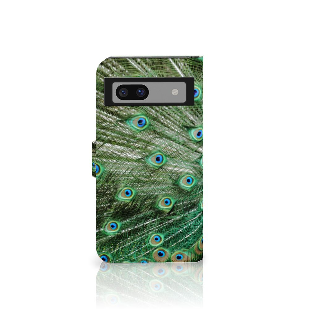 Google Pixel 8A Telefoonhoesje met Pasjes Pauw boekhoesje pauw design voorkant