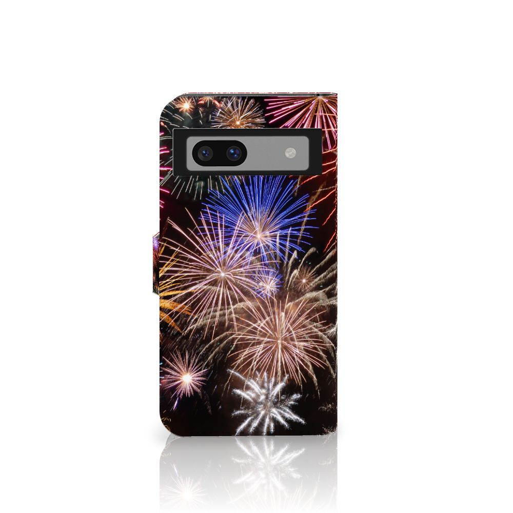 Google Pixel 8A Wallet Case met Pasjes Vuurwerk siervuurwerk design voorkant