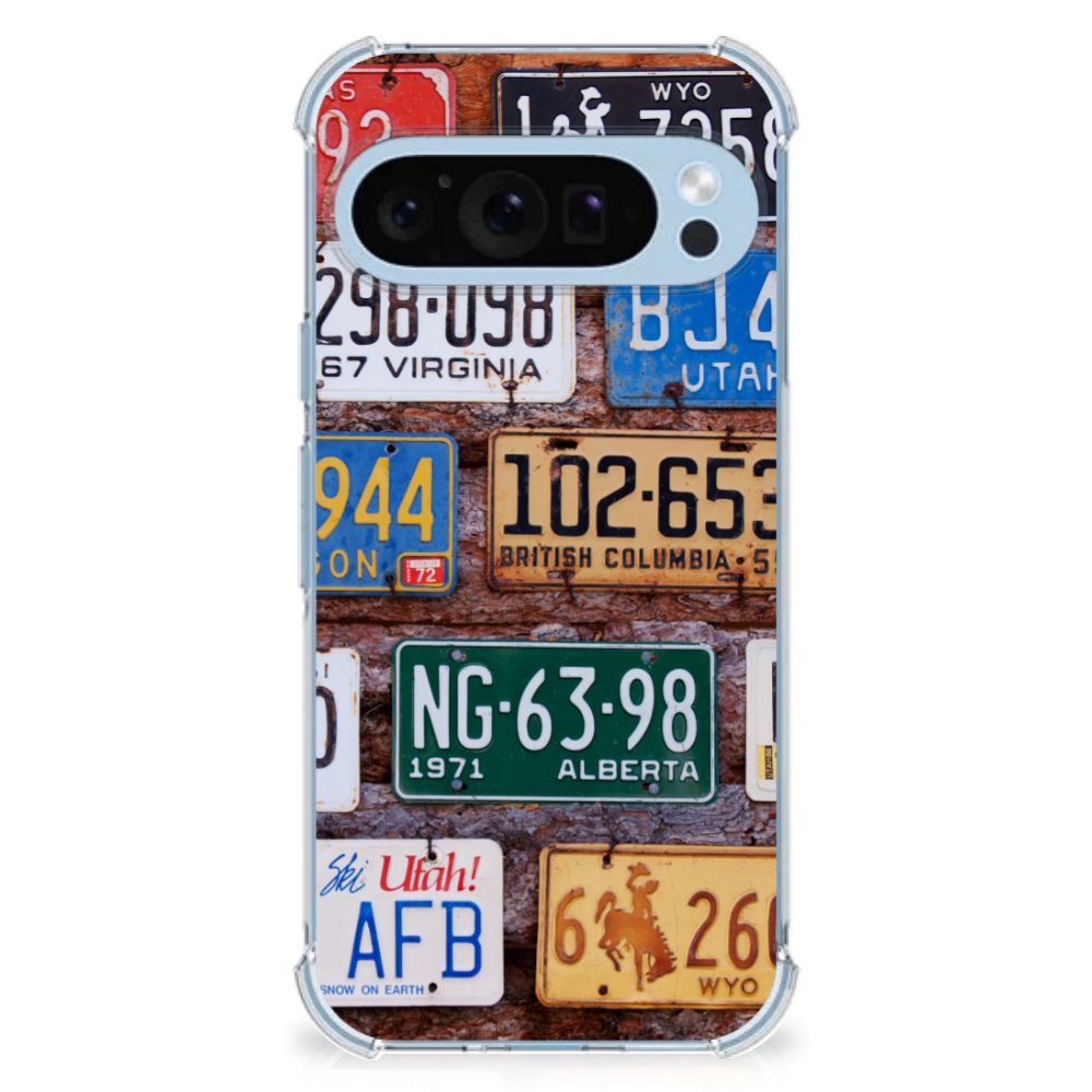 Google Pixel 9 | 9 Pro Anti-shock Hoesje met foto Kentekenplaten design aanzicht