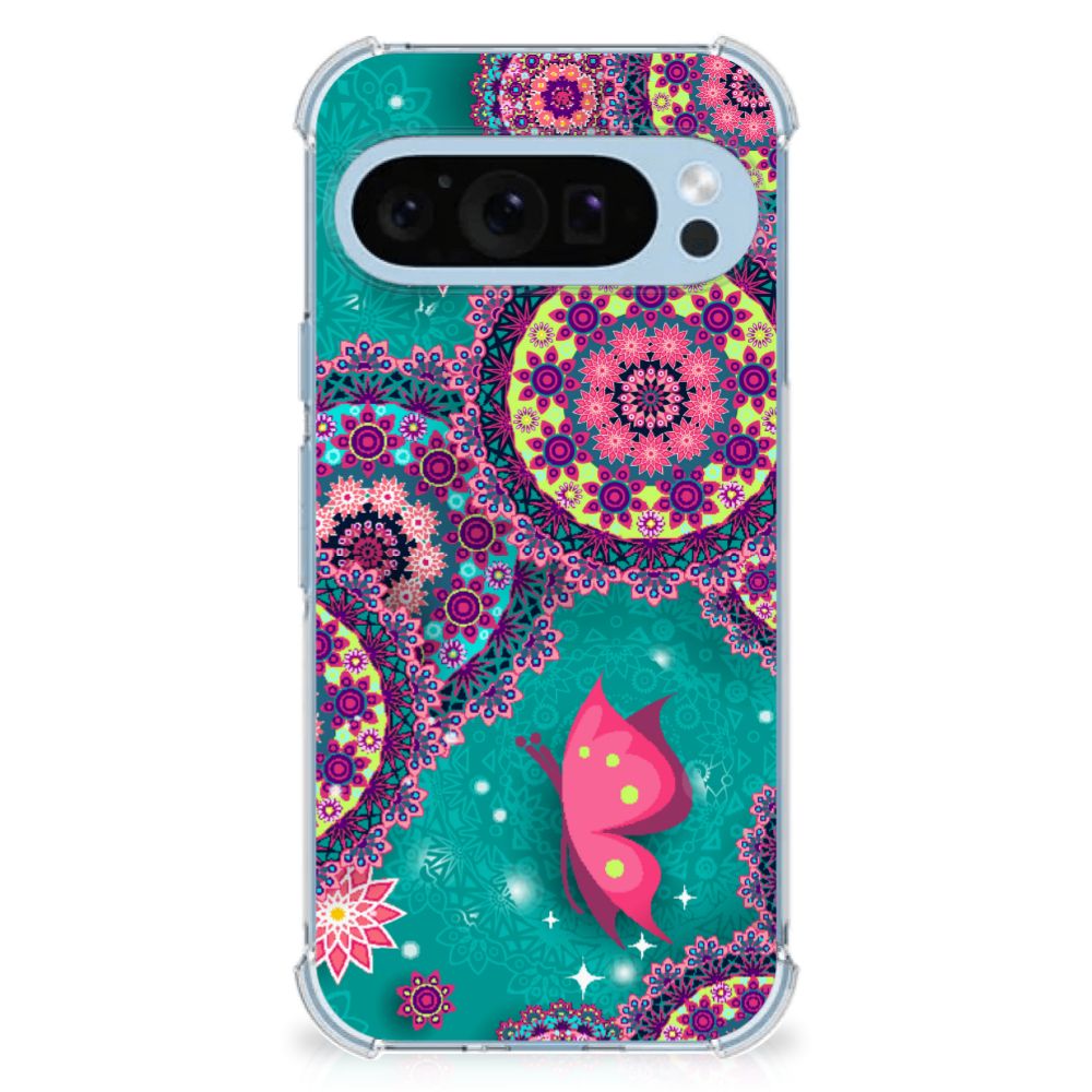 Google Pixel 9 | 9 Pro Back Cover Cirkels en Vlinders achterkant design kleurrijk