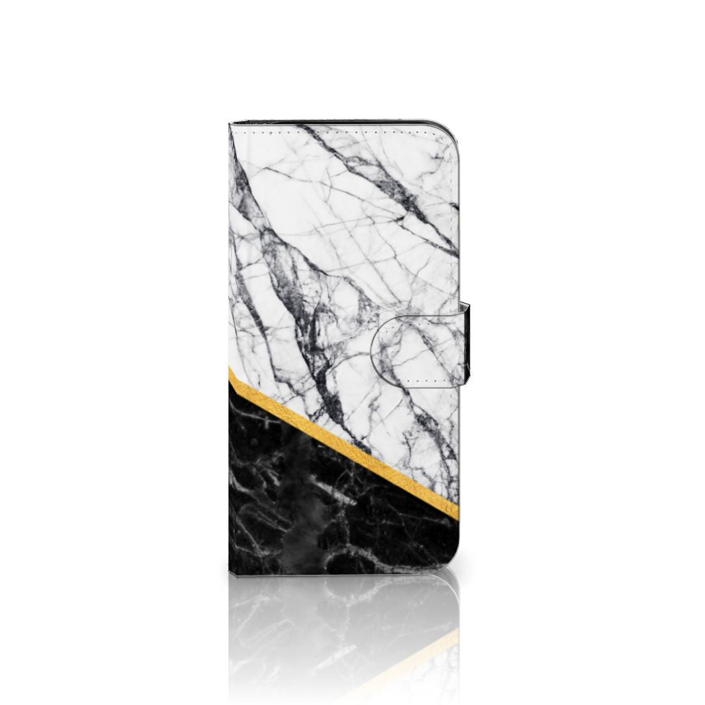 Google Pixel 9 | 9 Pro Bookcase Marmer Wit Zwart design marmer zwart wit aanzicht