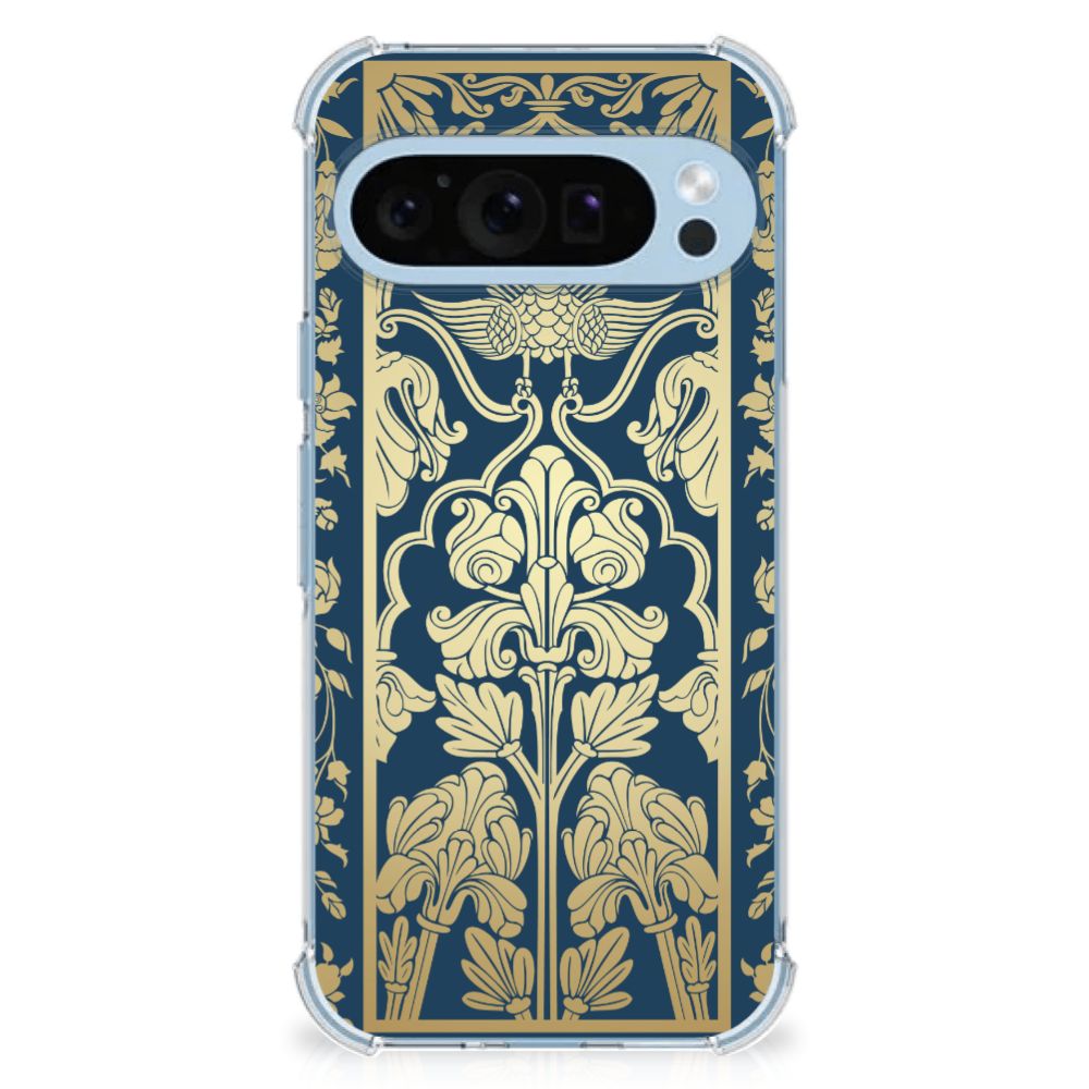 Google Pixel 9 | 9 Pro Case Beige Flowers achterkant ontwerp