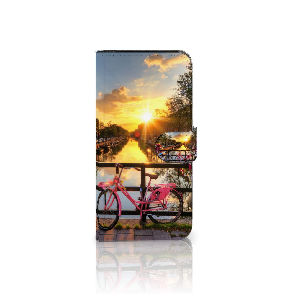 Google Pixel 9 | 9 Pro Flip Cover Amsterdamse Grachten fiets op brug bij zonsondergang